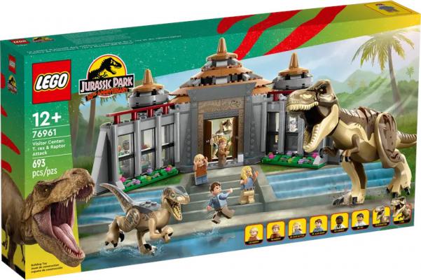 LEGO Bouwstenen 0000-1000 Jurassic World Bezoekerscentrum T rex raptor aanval (76961) — 693 stukjes, huren vanaf €8,50/week